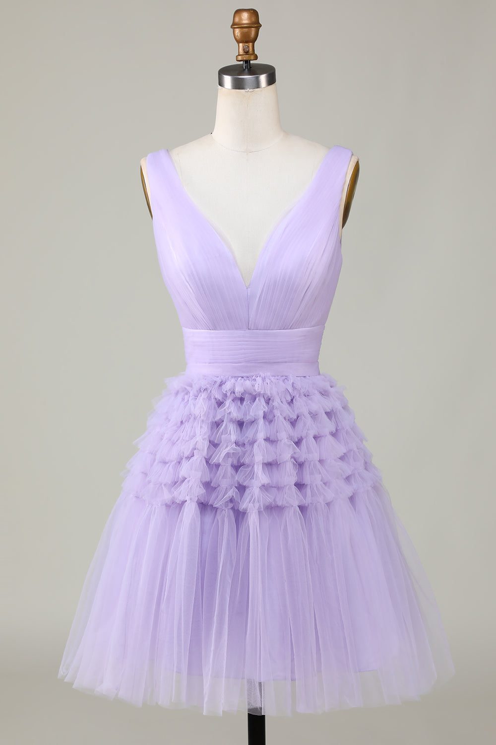 Green Tulle V-neck Short Prom Dress
