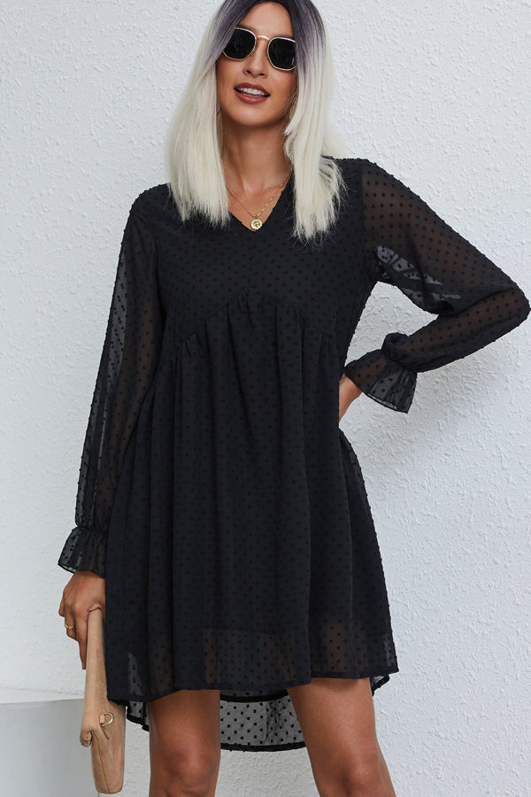 Fashion Solid Color Long Sleeve Casual Dress - Fashionpara