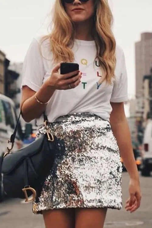 Sequin Mini Skirts - Fashionpara