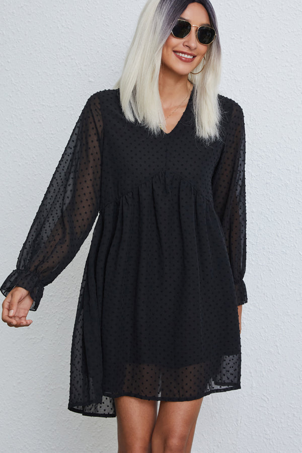 Fashion Solid Color Long Sleeve Casual Dress - Fashionpara