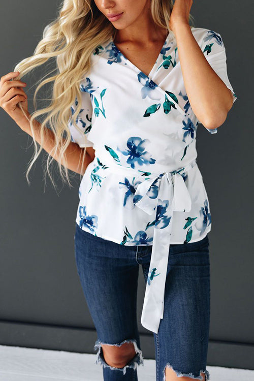 All Of Me Floral Tie Wrap Top - Fashionpara