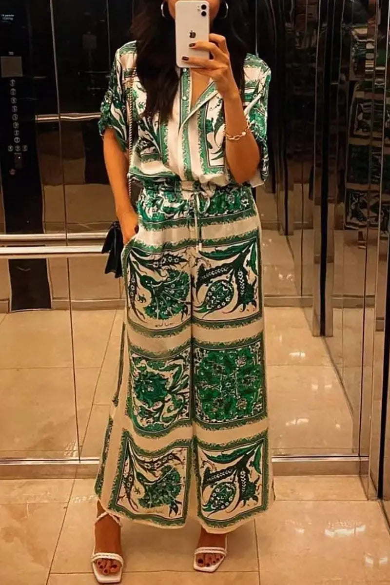 Easy Breezy Palm Shirt Pants Set - Fashionpara