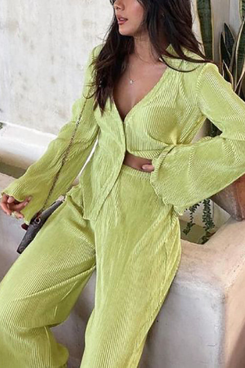 Pleated Oversized Shirt and Trouser Set - Fashionpara