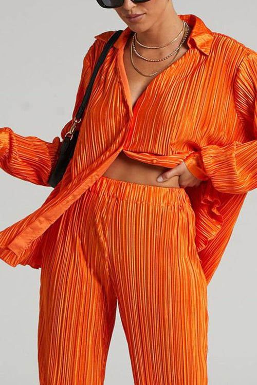 Pleated Oversized Shirt and Trouser Set - Fashionpara