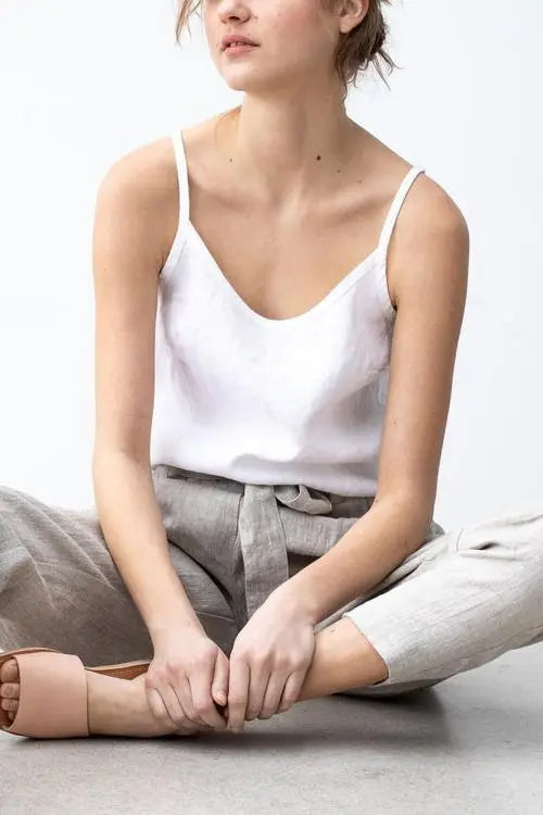 Solid Linen Tank Top - Fashionpara