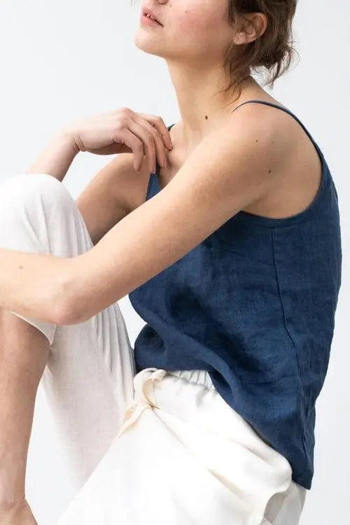 Solid Linen Tank Top - Fashionpara