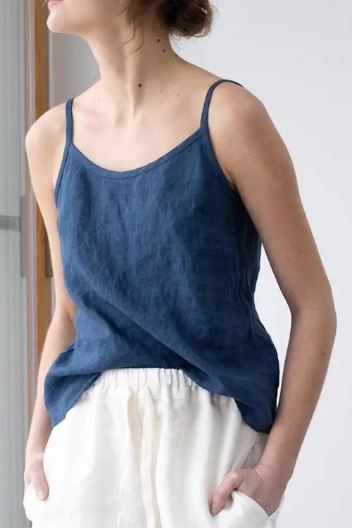 Solid Linen Tank Top - Fashionpara