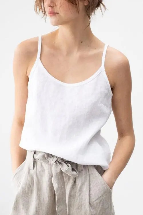 Solid Linen Tank Top - Fashionpara