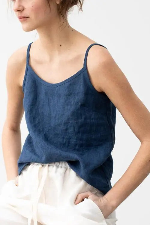 Solid Linen Tank Top - Fashionpara
