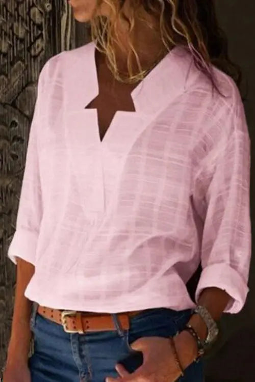 Cut V Neck Blouse - Fashionpara