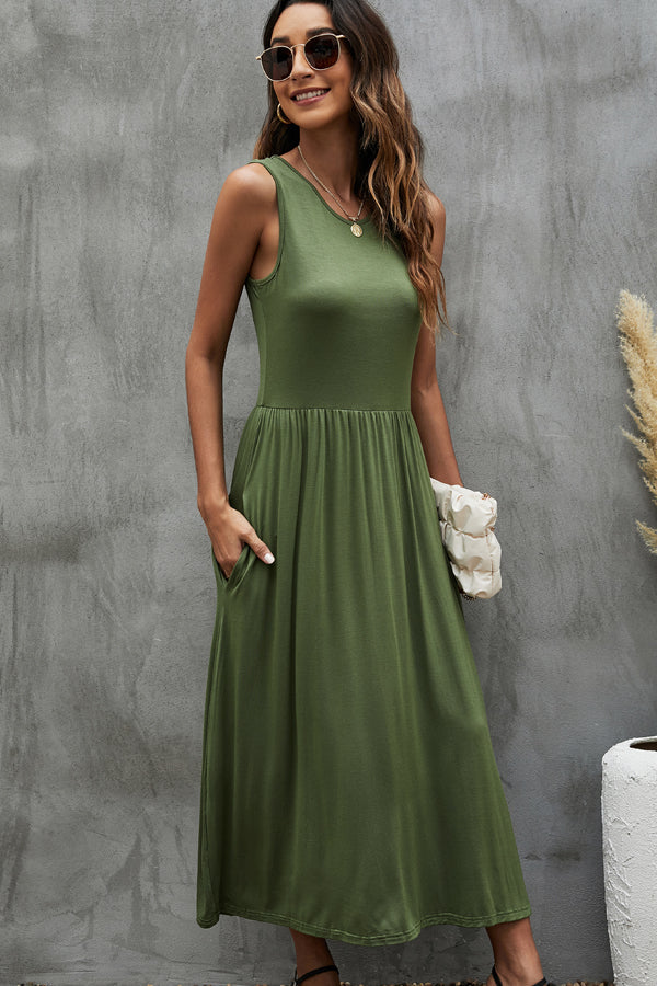 Fashion Solid Color Sleeveless Casual Dress - Fashionpara