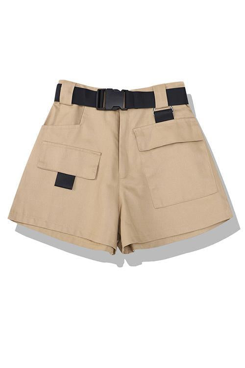 Pockets Cargo Shorts With Belt - Fashionpara