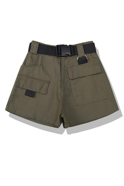 Pockets Cargo Shorts With Belt - Fashionpara