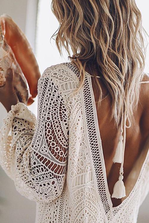 V Neck Long Sleeve Mini Dress - Fashionpara