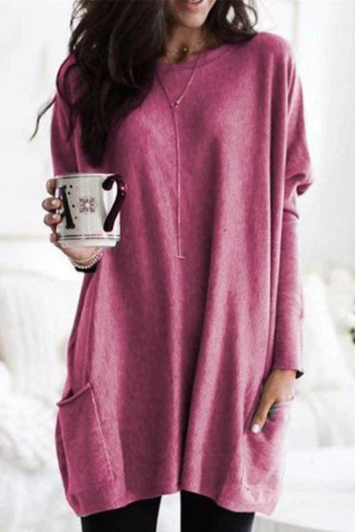 Pockets Long Sleeve Loose T Shirt - Fashionpara