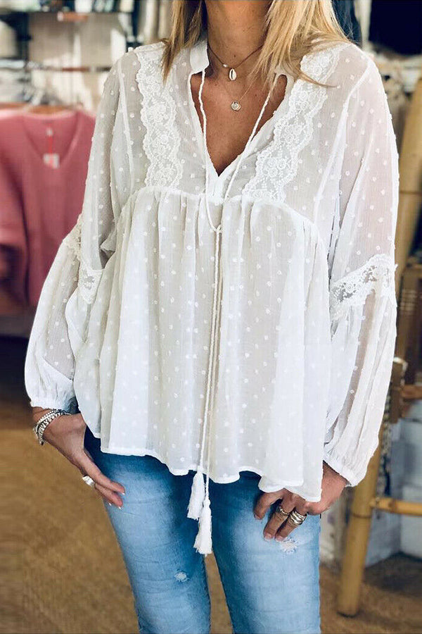 Swiss Dot Babydoll Top - Fashionpara