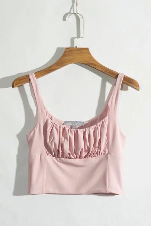 Pleated Sleeveless Tank Top - Fashionpara