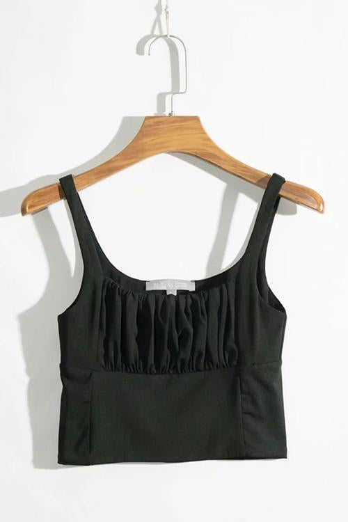 Pleated Sleeveless Tank Top - Fashionpara