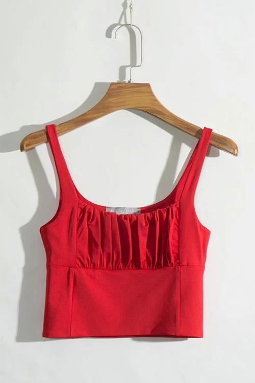 Pleated Sleeveless Tank Top - Fashionpara