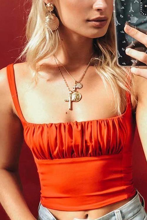 Pleated Sleeveless Tank Top - Fashionpara