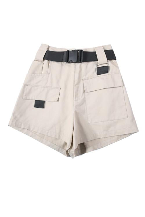 Pockets Cargo Shorts With Belt - Fashionpara