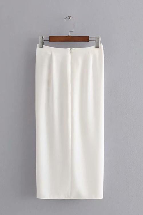 Solid Knot Slit Skirts - Fashionpara