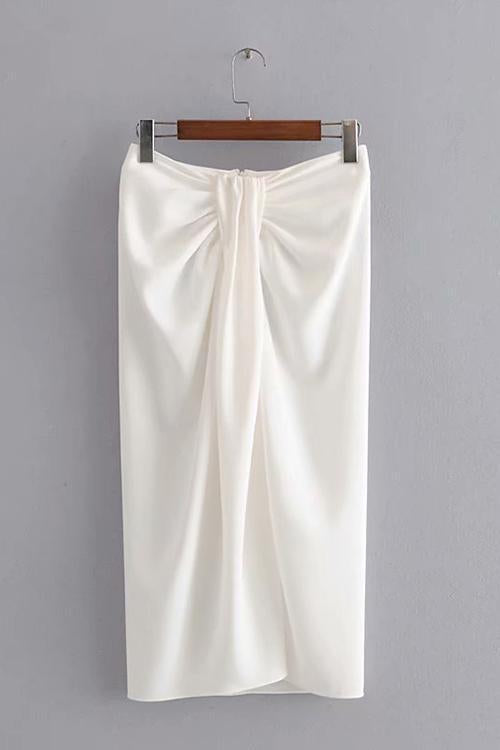 Solid Knot Slit Skirts - Fashionpara