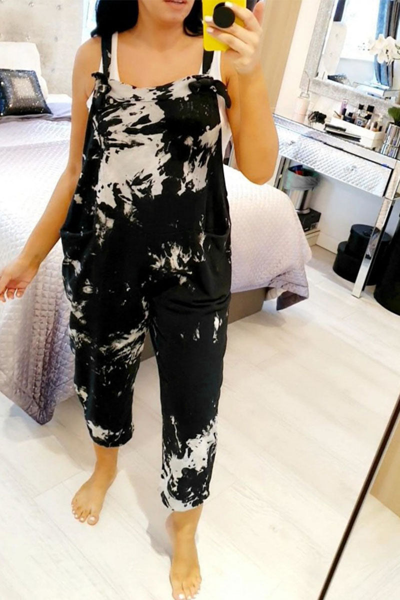 Tie Dye Loose Dungarees - Fashionpara