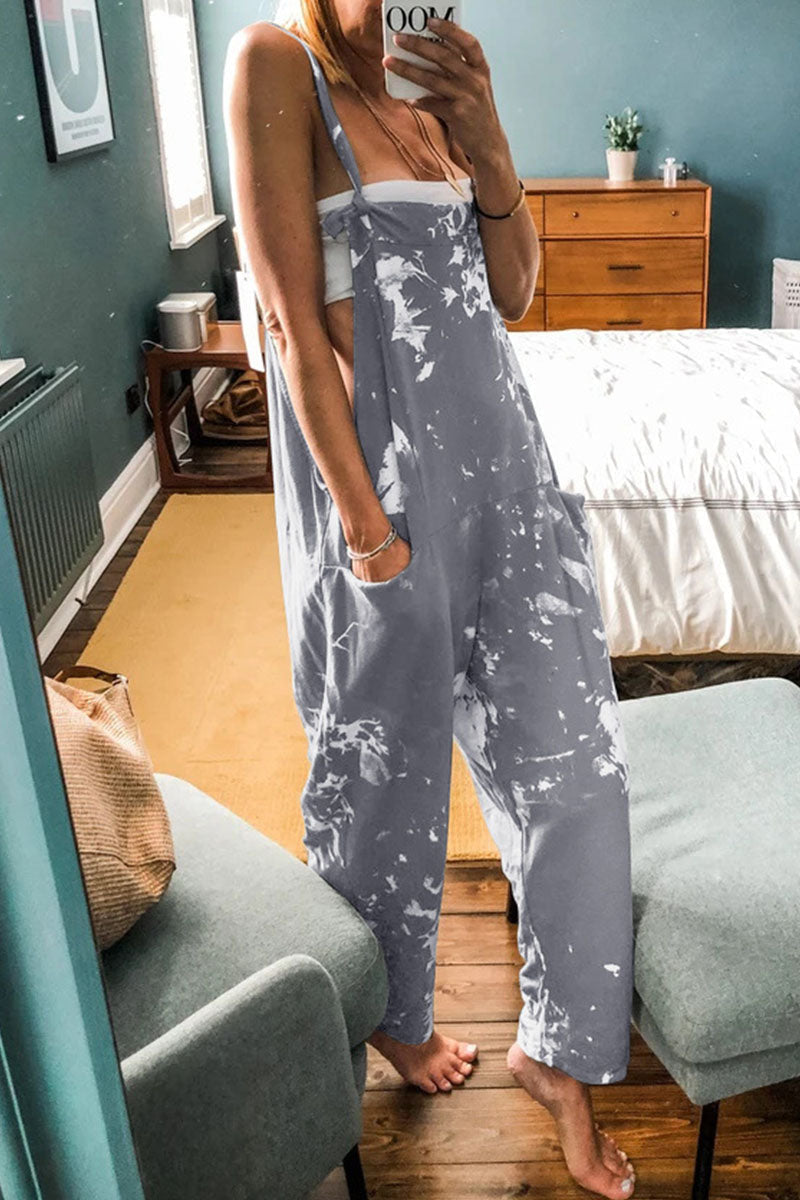 Tie Dye Loose Dungarees - Fashionpara