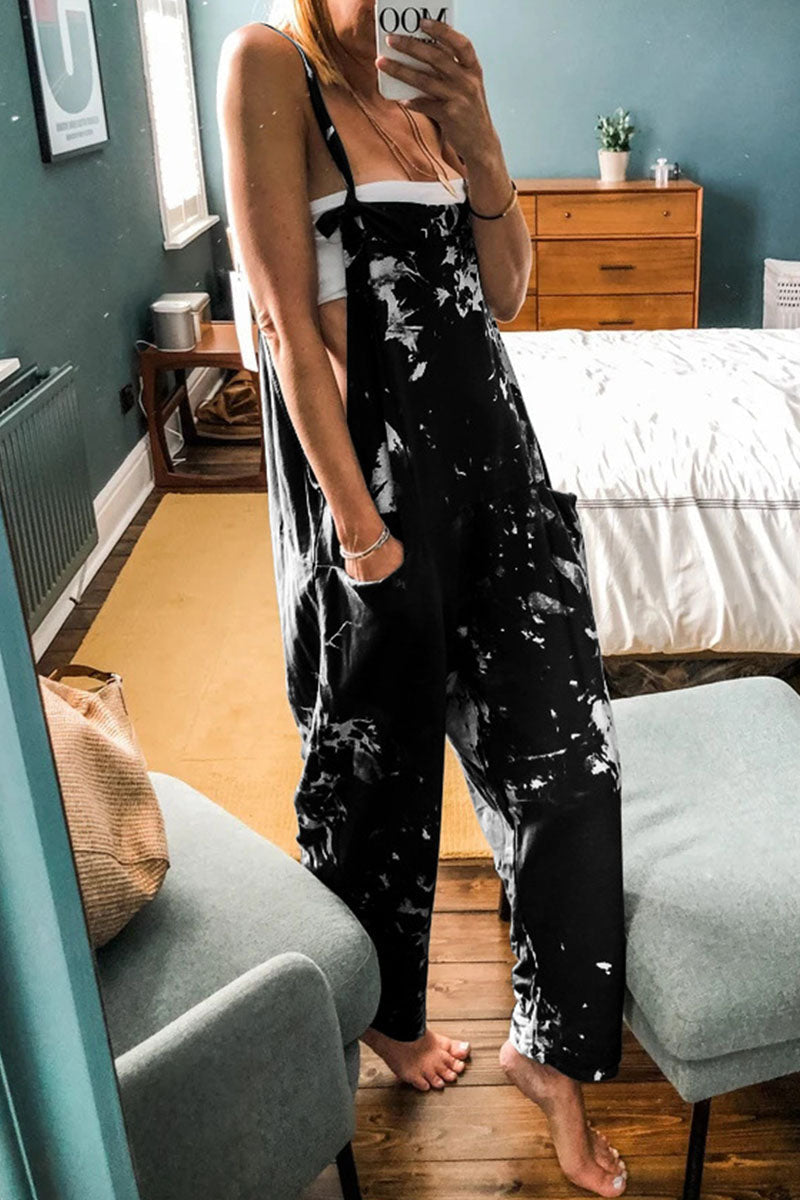 Tie Dye Loose Dungarees - Fashionpara