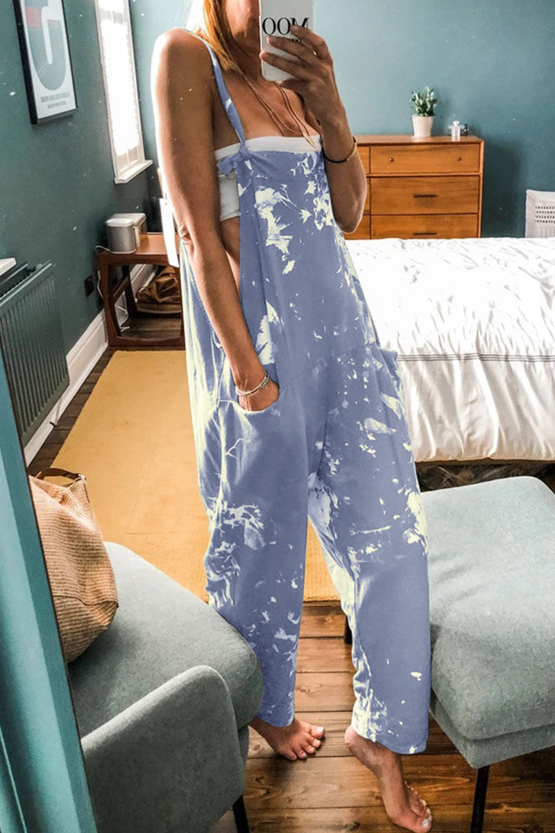 Tie Dye Loose Dungarees - Fashionpara