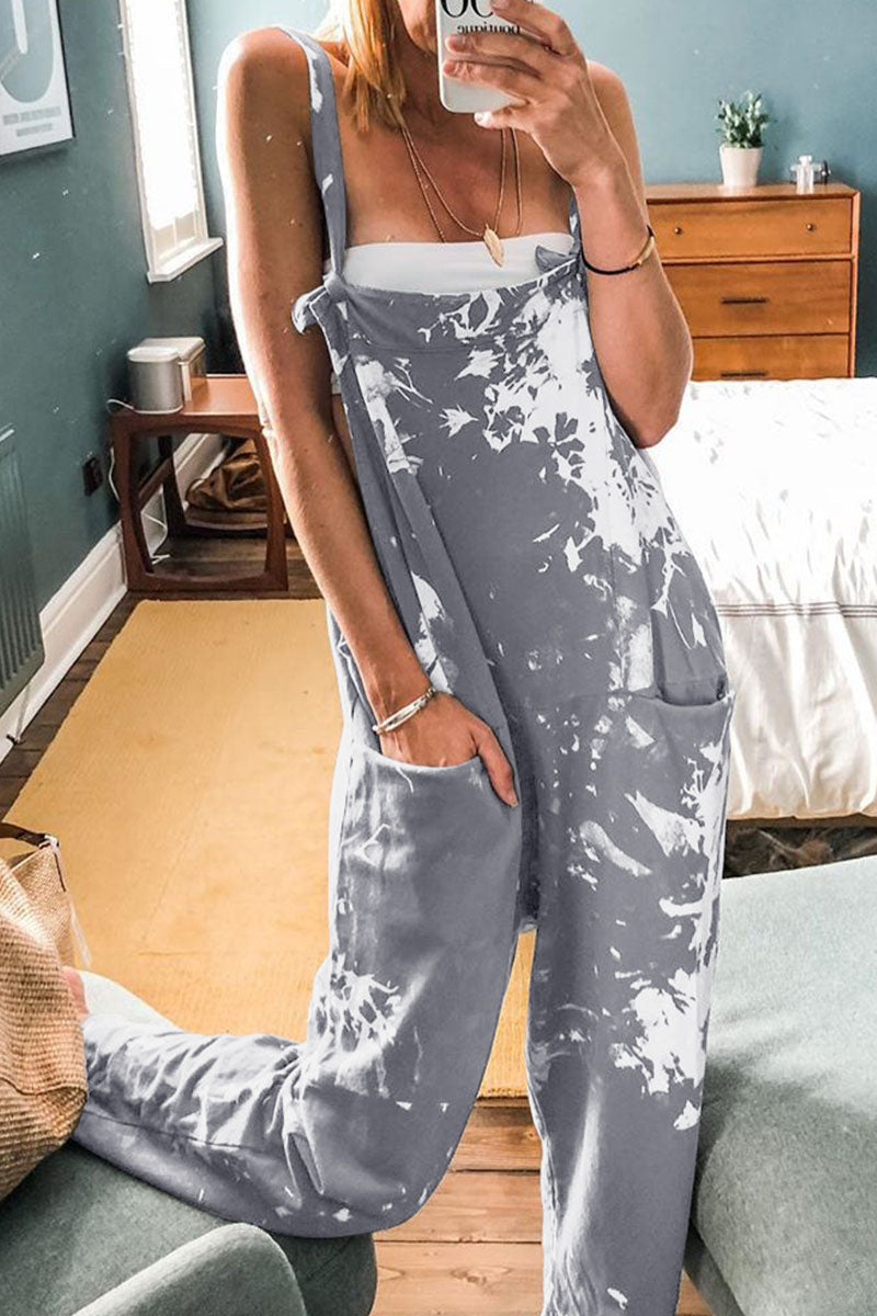 Tie Dye Loose Dungarees - Fashionpara
