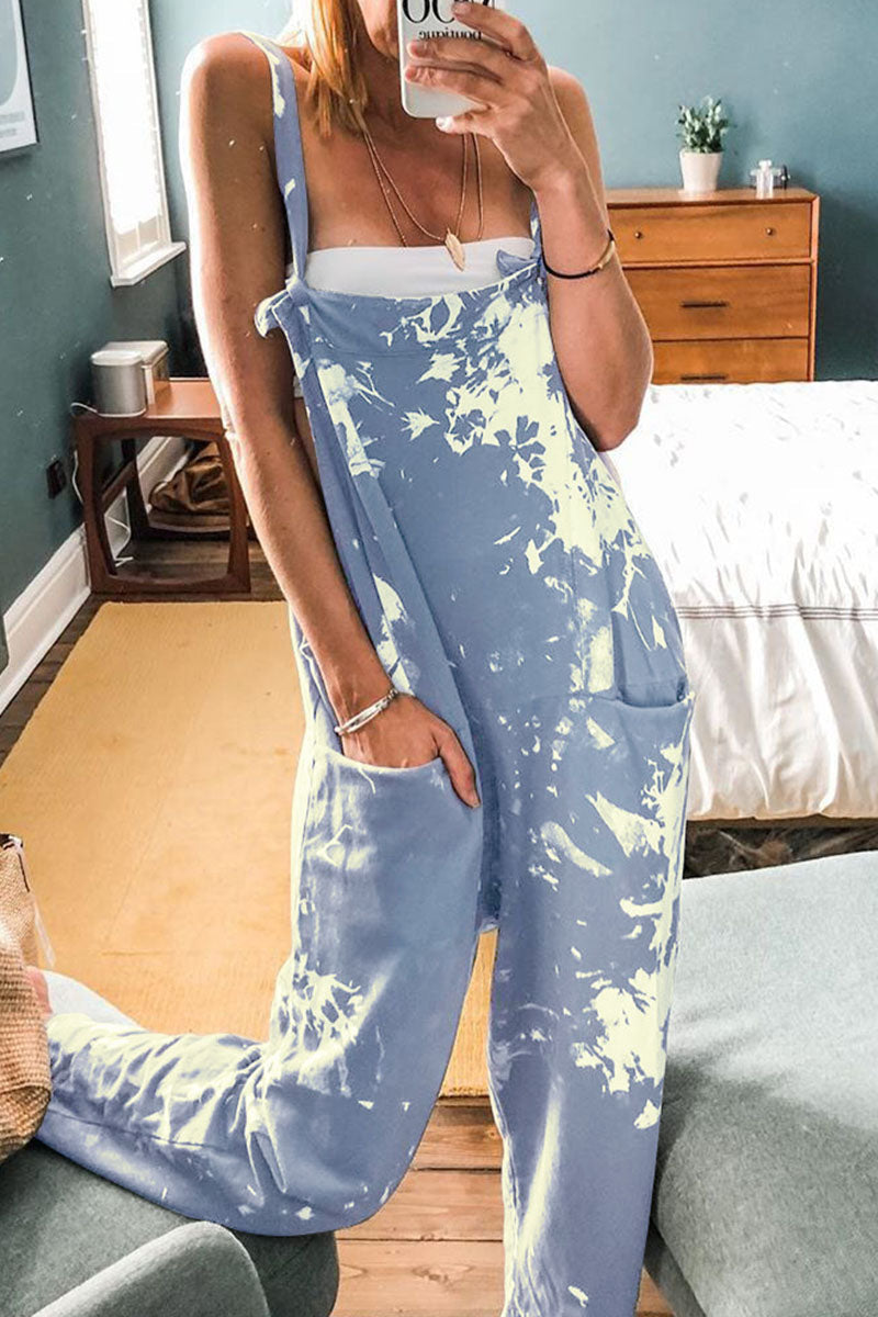 Tie Dye Loose Dungarees - Fashionpara