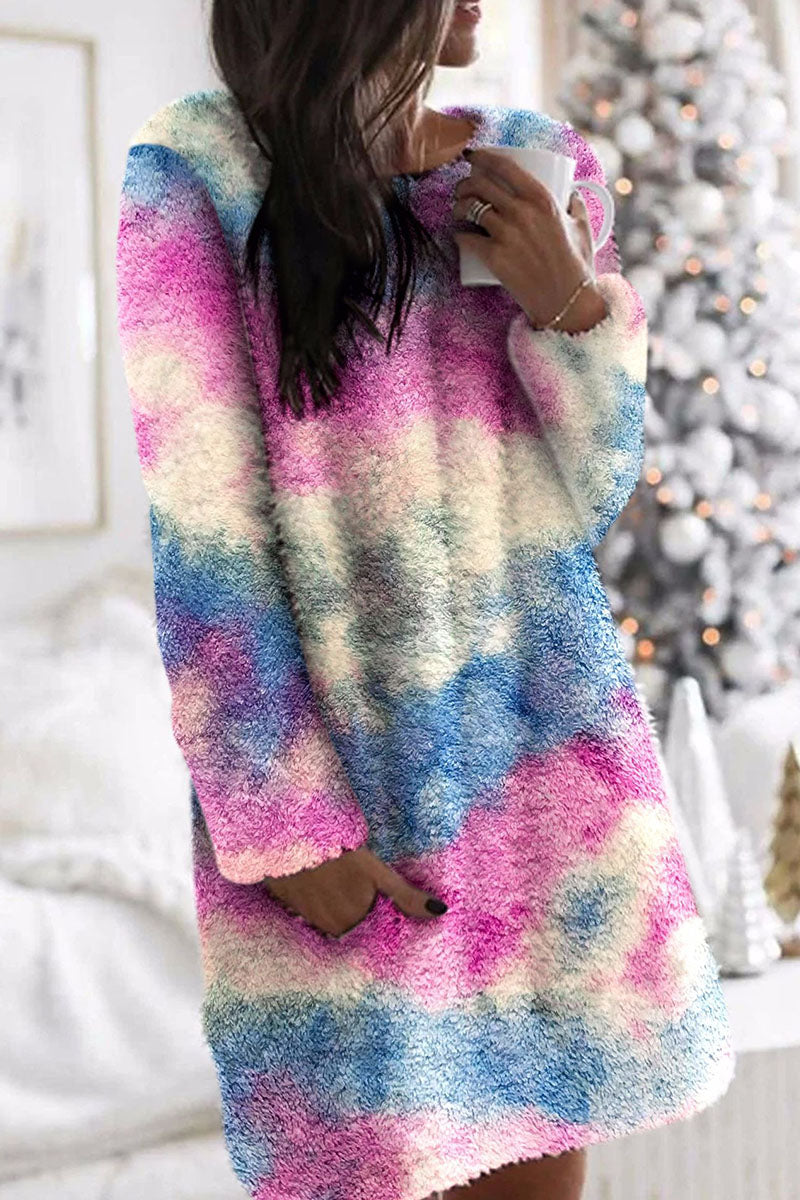 Fashion Sweet Print O Neck A Line Dresses - Fashionpara