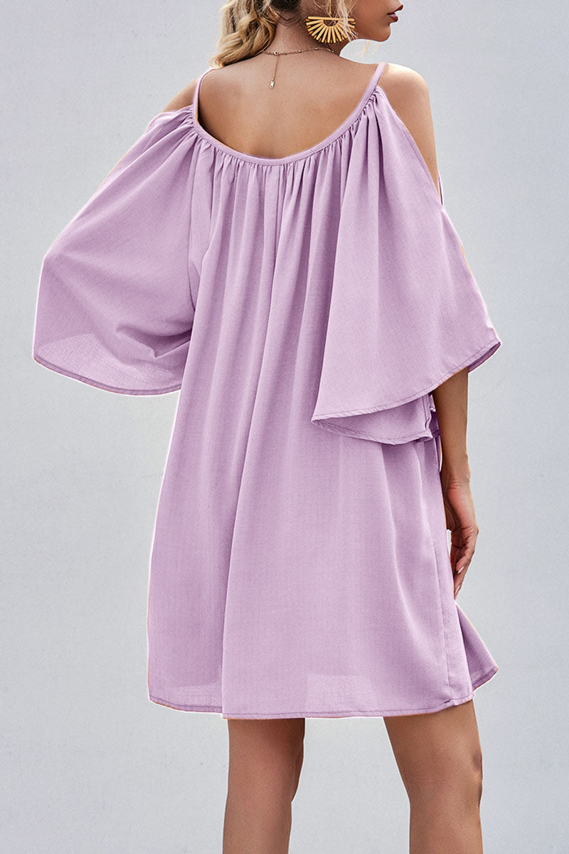 Fashion Solid Hollowed Out Spaghetti Strap Princess Mini Dresses(3 Colors) - Fashionpara