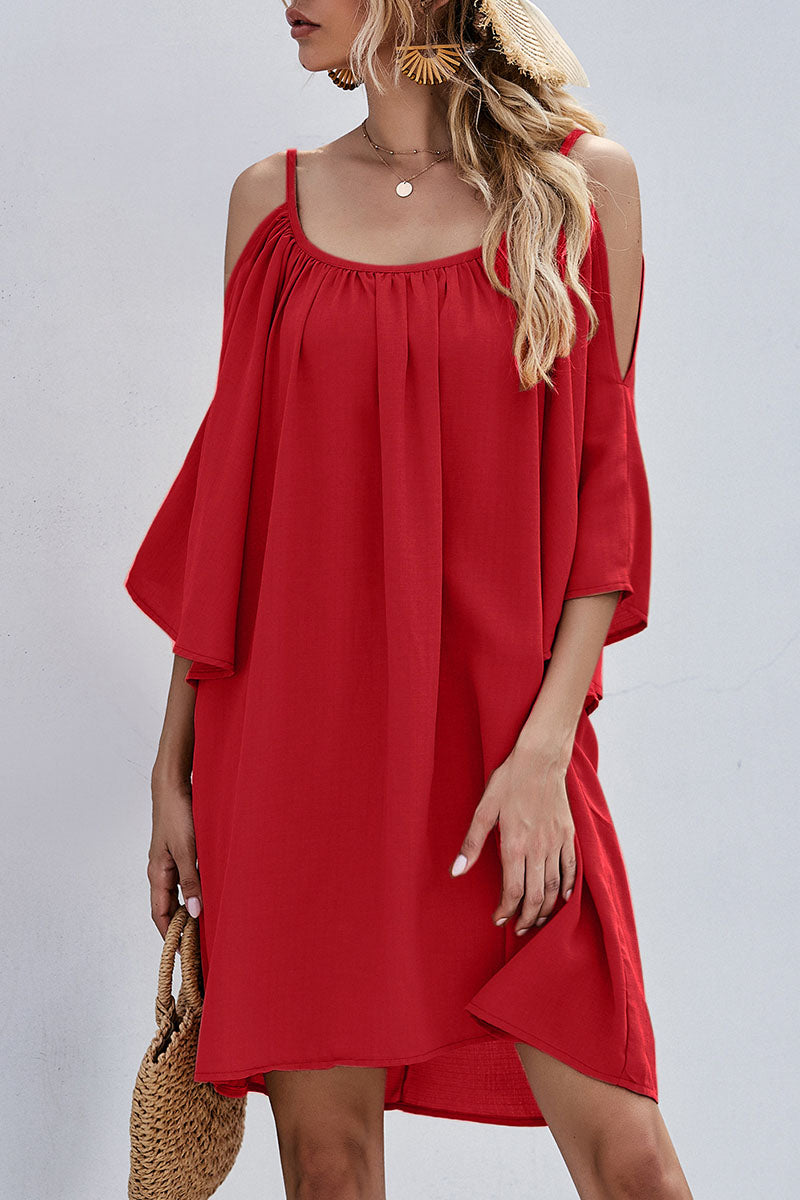 Fashion Solid Hollowed Out Spaghetti Strap Princess Mini Dresses(3 Colors) - Fashionpara