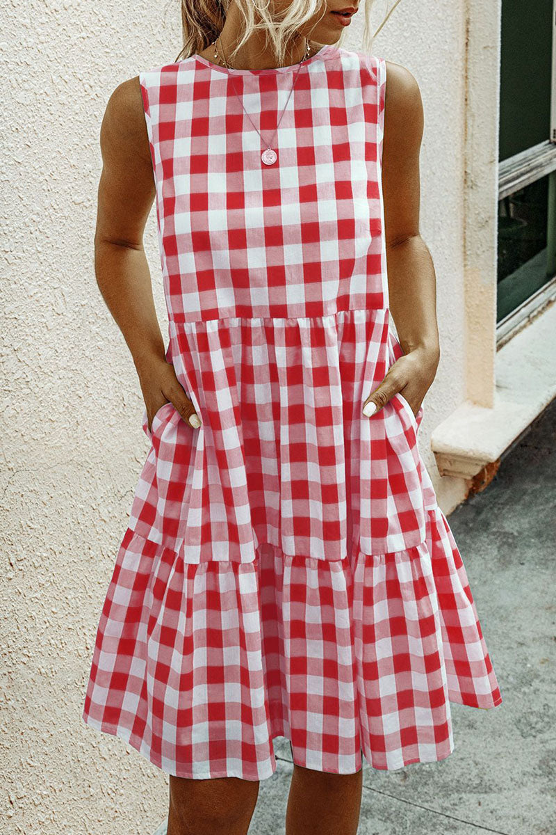 Fashion Street Plaid O Neck Princess Dresses(3 Colors) - Fashionpara