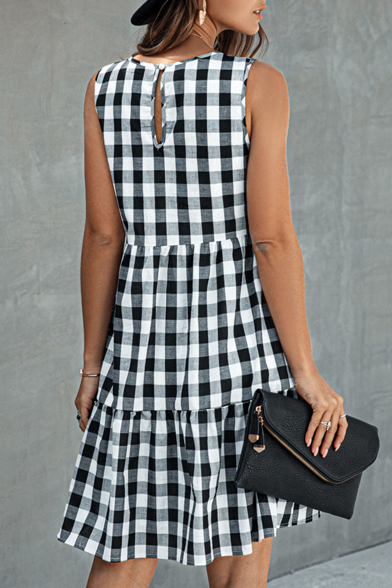 Fashion Street Plaid O Neck Princess Dresses(3 Colors) - Fashionpara