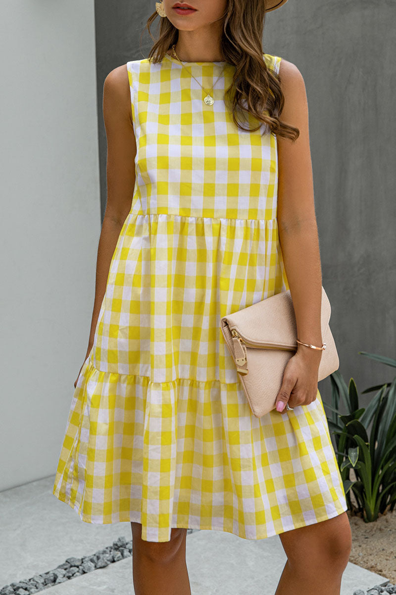 Fashion Street Plaid O Neck Princess Dresses(3 Colors) - Fashionpara