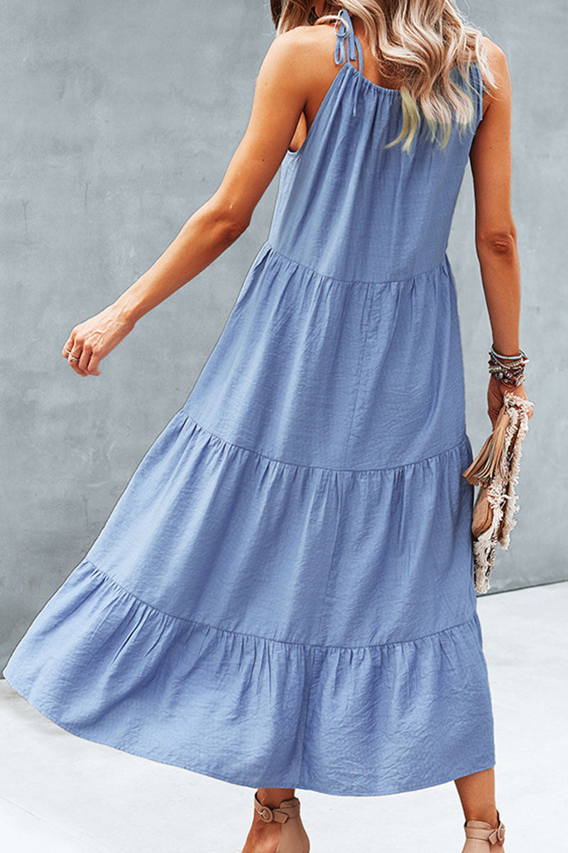 Fashion Street Solid Split Joint Halter Princess Dresses - Fashionpara