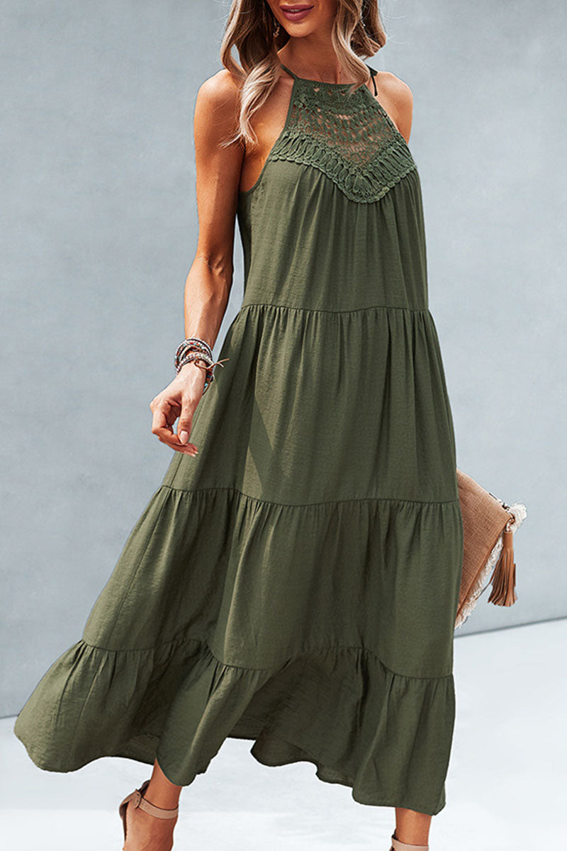 Fashion Street Solid Split Joint Halter Princess Dresses - Fashionpara