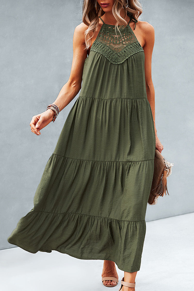 Fashion Street Solid Split Joint Halter Princess Dresses - Fashionpara