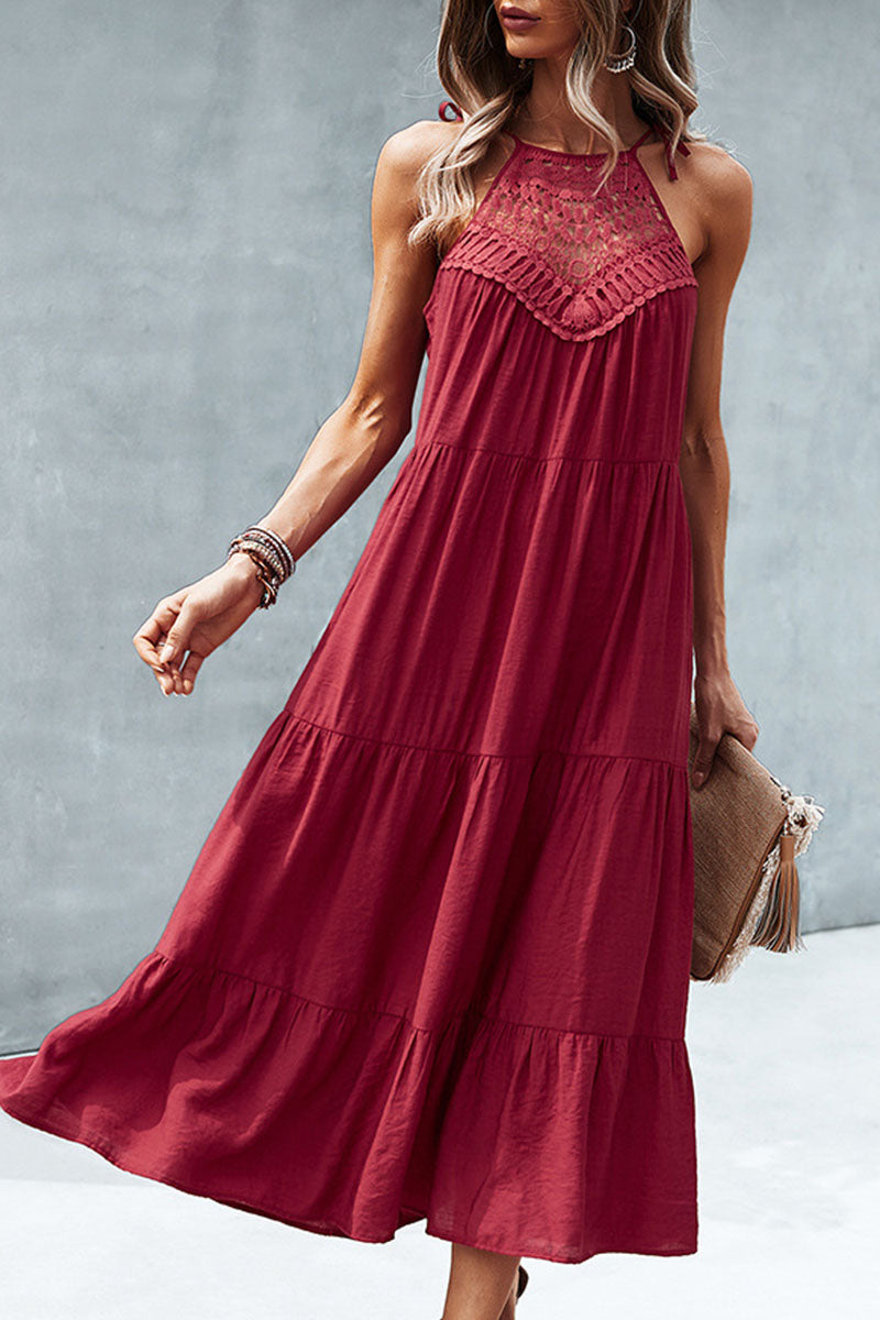 Fashion Street Solid Split Joint Halter Princess Dresses - Fashionpara