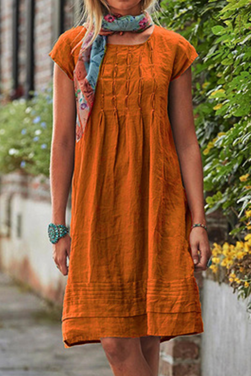 Elegant Solid Split Joint Fold O Neck A Line Dresses(6 colors) - Fashionpara