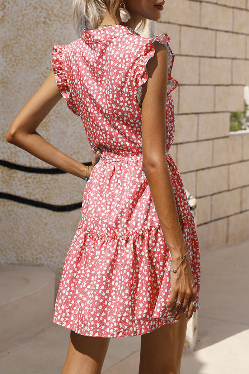 Fashion Street Print Split Joint O Neck A Line Dresses - Fashionpara