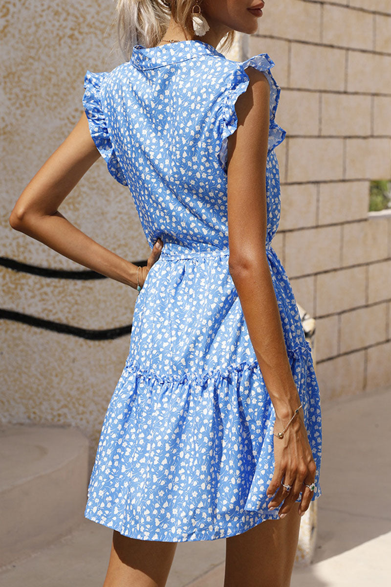 Fashion Street Print Split Joint O Neck A Line Dresses - Fashionpara