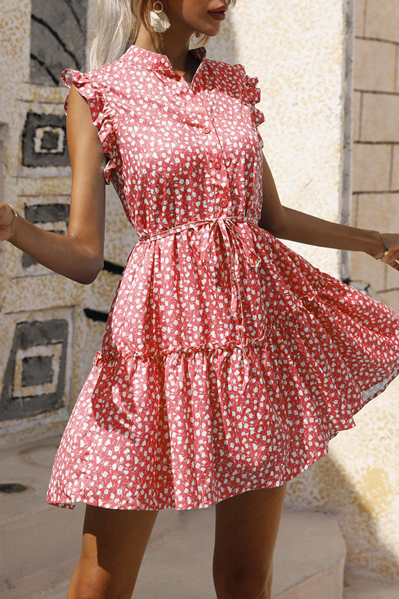 Fashion Street Print Split Joint O Neck A Line Dresses - Fashionpara