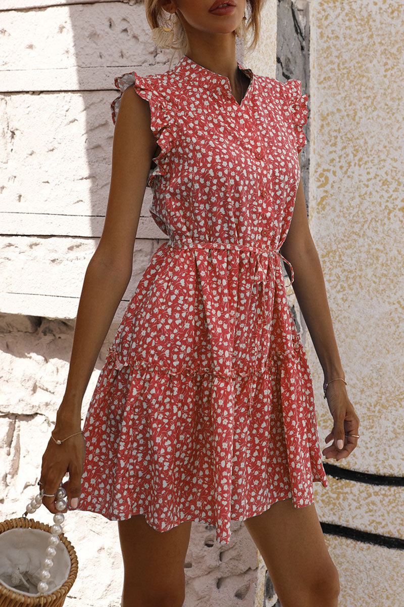 Fashion Street Print Split Joint O Neck A Line Dresses - Fashionpara