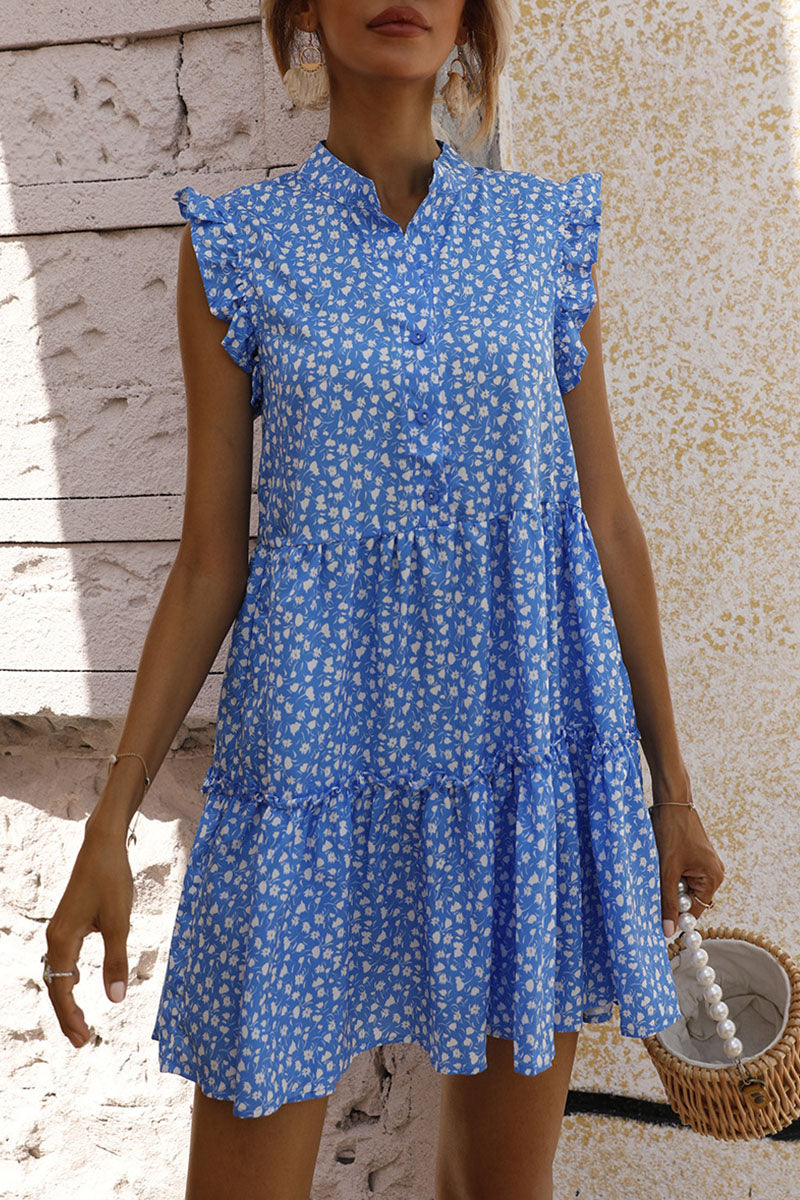 Fashion Street Print Split Joint O Neck A Line Dresses - Fashionpara