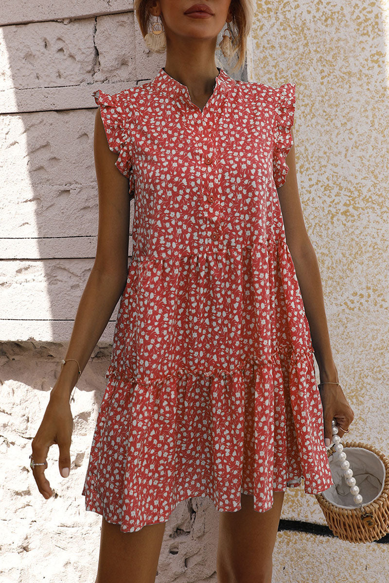 Fashion Street Print Split Joint O Neck A Line Dresses - Fashionpara